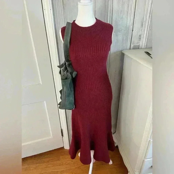 Adelyn Rae burgundy sleeveless round neck midi sweater dre… - Picture 6 of 8